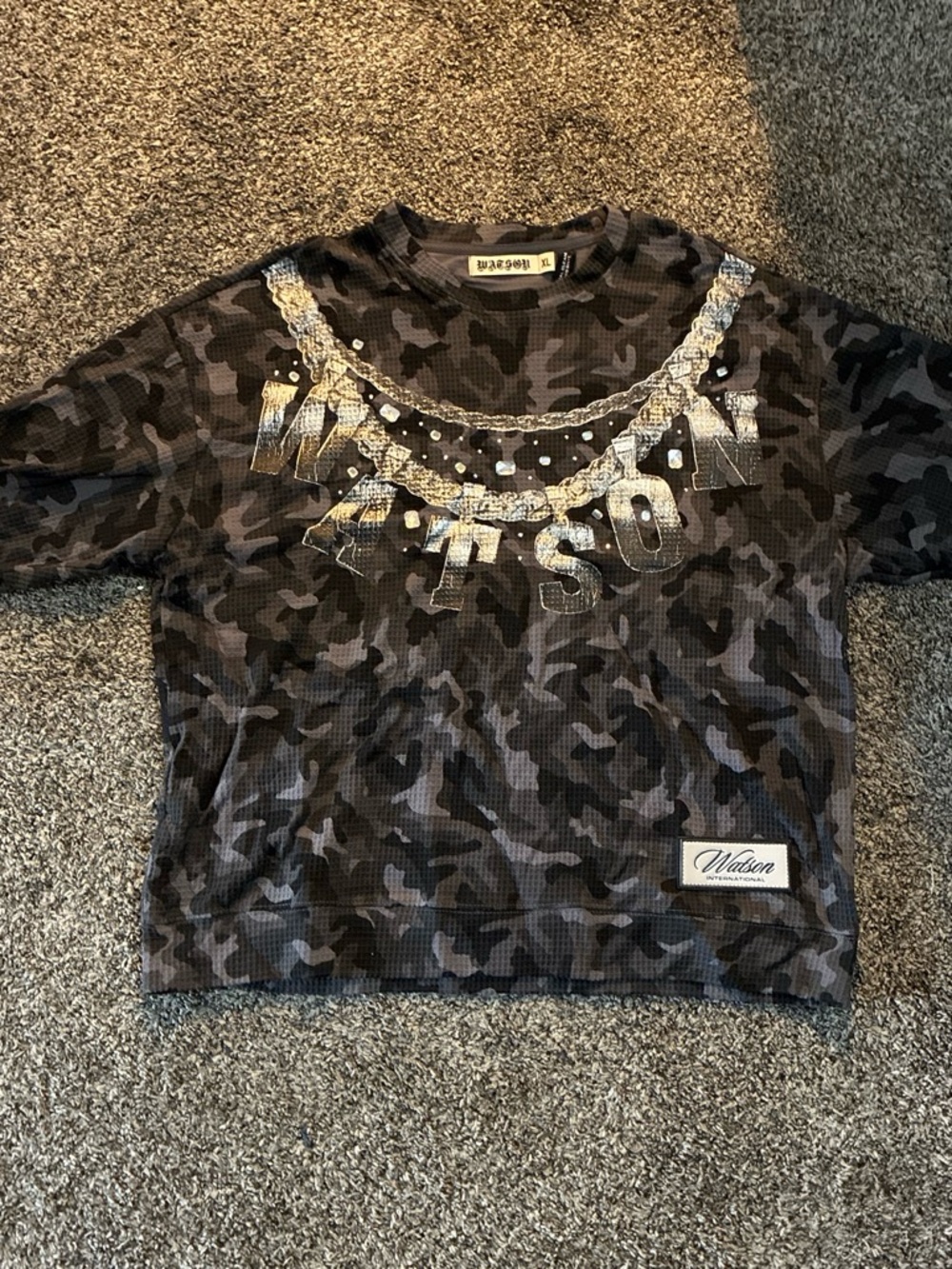 Wilson Black Camo Long Sleeve Tee with Embellished Graphic